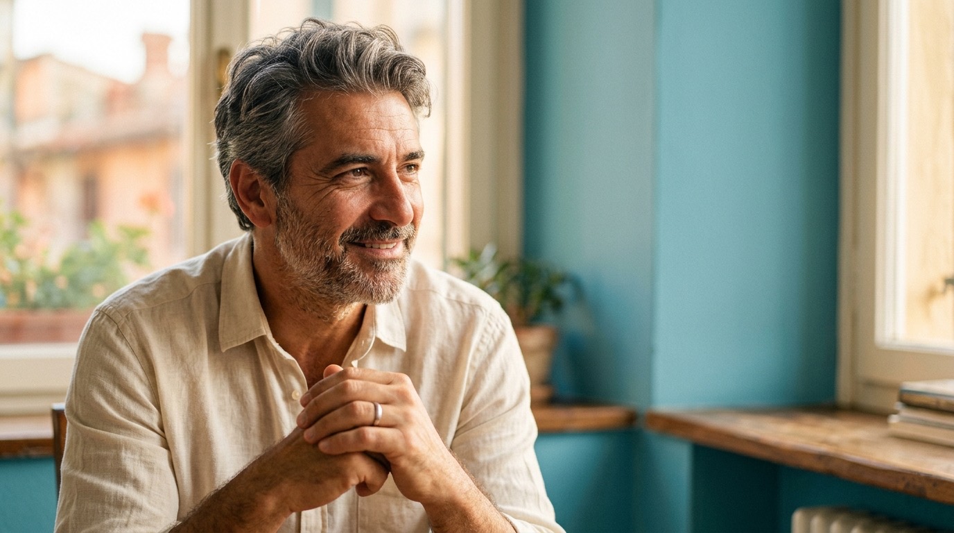 Natural confident smile — male portrait, closed lips